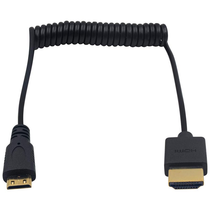 Duttek 4K Mini HDMI to HDMI Coiled Cable 1FT-4FT, Ultra-Thin HDMI to Mini HDMI Cable Support 4K Ultra HD, 1080p, 3D,for Projector, Monitor, Camcorder - Image 1